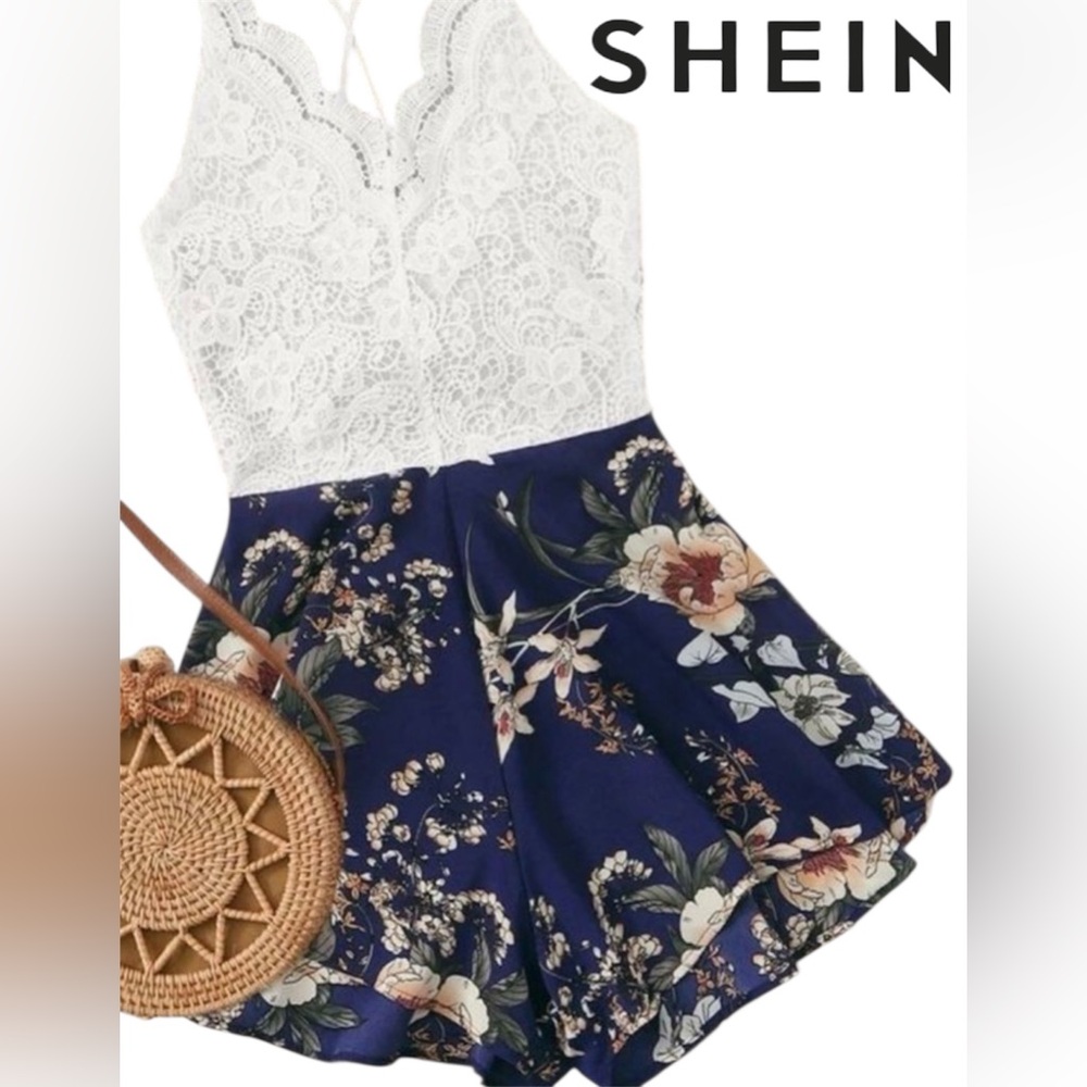 LACE FLORAL ROMPER